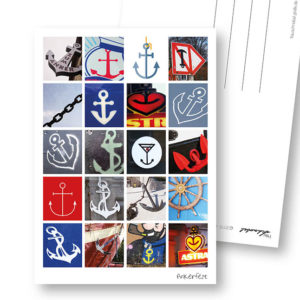Anker-Postkarte Ankerfest maritime Postkarte mit Ankern Frau Schnobel Grafik Hochkantkarten