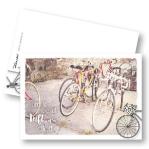Handbreit Luft Herdentiere Fahrrad Postkarte mit Ankern Frau Schnobel Grafik Hochkantkarten