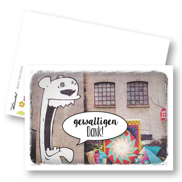 Roar Urbane Dankeskarte Postkarte Danke Graffiti Frau Schnobel Grafik Hochkantkarten