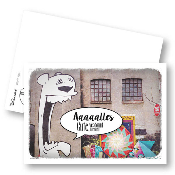 Roar Urbane Geburtstagskarte witzige Postkarte Graffiti Frau Schnobel Grafik Hochkantkarten