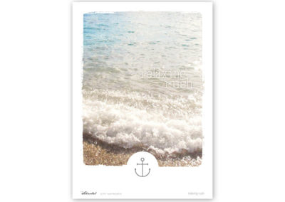 Wellen-Poster Relaxing Rush Poster Wellen Meer maritimes Poster Polaroid Typoposter A3 Titel