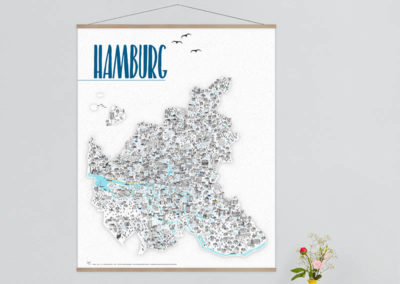 Artprint Hamburg mit magnetischer Posterleiste lang 97cm Hamburgposter Hamburg Poster 97x120cm Rapü Design