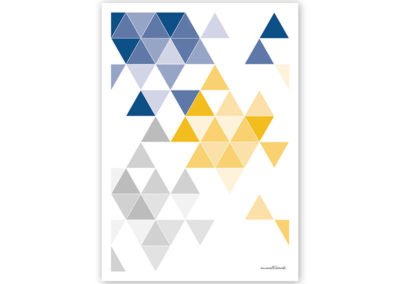 geometrisches Poster minimalistisches Poster Dreiecke Martinesk blau gelb grau A4 Titel