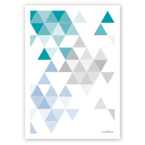geometrisches Poster minimalistisches Poster Dreiecke Martinesk petrol hellblau grau A4 Titel