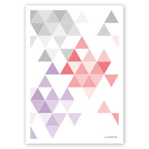 geometrisches Poster minimalistisches Poster Dreiecke Martinesk rot lila grau A4 Seite Zoom