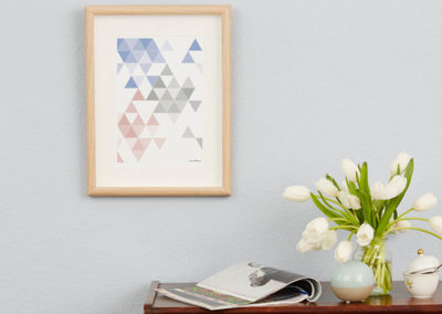 geometrisches Poster minimalistisches Poster Dreiecke Martinesk himmelblau rose grau A4 Wand Zoom