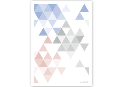 geometrisches Poster minimalistisches Poster Dreiecke Martinesk himmelblau rose grau A4 Titel