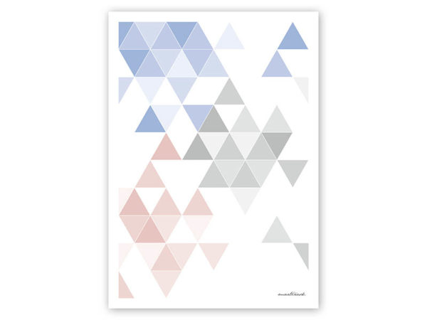 geometrisches Poster minimalistisches Poster Dreiecke Martinesk himmelblau rose grau A4 Titel