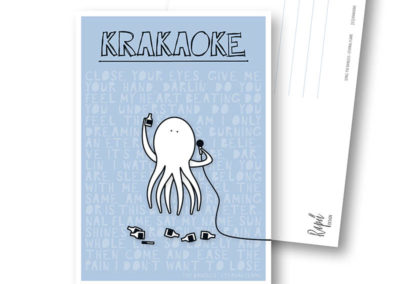 Krakaoke Krake Karaoke Rapü Design Postkarte Hochkantkarten Titel