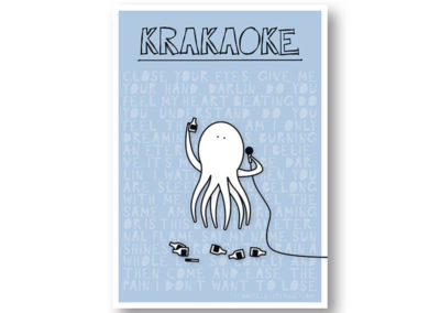 Krakaoke Krake Karaoke Rapü Design Postkarte Hochkantkarten Front