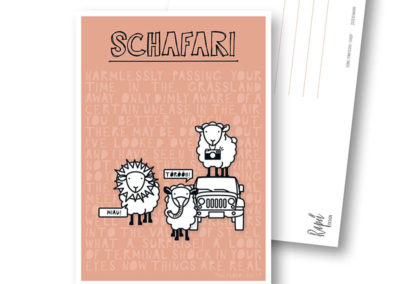 Schafari Schafe Rapü Design Postkarte Hochkantkarten Titel
