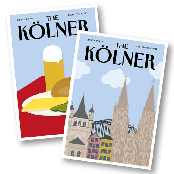 CityProducts Stadt Postkarte Köln The Kölner Skyline Halver Hahn Set